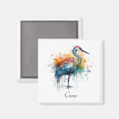 Aimant Grue gracieuse : Aquarelle, coutume (Recto/Verso)