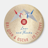 Aimant Grues en papier rouges et bleues, cadeau pour invi (Devant)