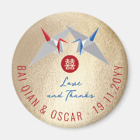 Grues en papier rouges et bleues, cadeau pour les 