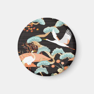 Aimant Grues, hérons : motif japonais d'oiseaux.