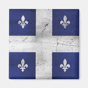 Aimant Grunge de style Drapeau du Québec érodé