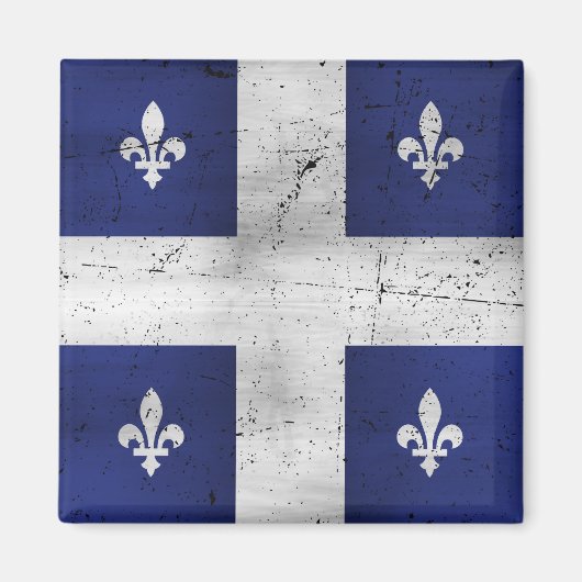 Aimant Grunge de style Drapeau du Québec érodé (Devant)