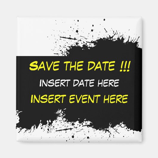 Aimant Grunge Ink Stain - Enregistrer la date Modèle de l (Devant)