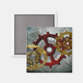Aimant Grunge Steampunk Horloges et engrenages (Recto/Verso)