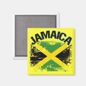 Aimant Grunge Style Jamaïque Drapeau Design (Recto/Verso)