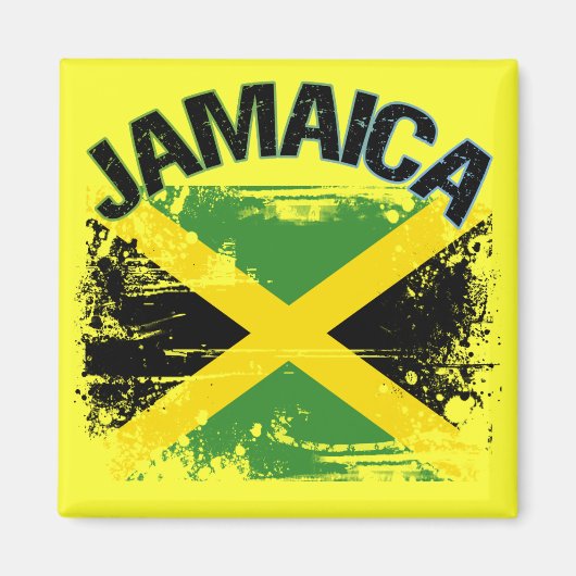 Aimant Grunge Style Jamaïque Drapeau Design (Devant)