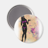 Aimant Grunge violet bikini fille silhouette 2 (Recto/Verso)