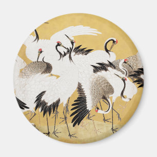 Aimant Grupe de grues japonaises Vintage Oiseau Riche Cla