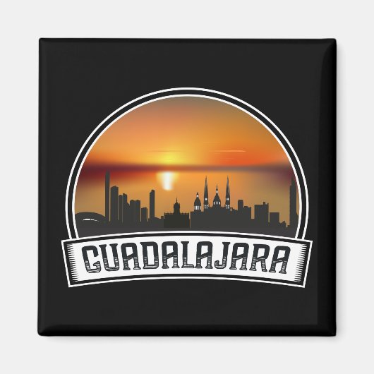 Aimant Guadalajara Mexico City View coucher de soleil (Devant)