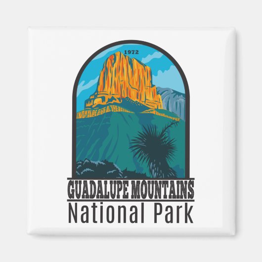 Aimant Guadalupe Mountain National Park Texas Vintage (Devant)