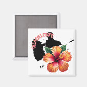 Aimant Guadeloupe Carte & Hibiscus | Magnet (Recto/Verso)