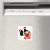 Aimant Guadeloupe Carte & Hibiscus | Magnet (In Situ (Lave-vaisselle))