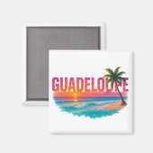 Aimant Guadeloupe Coucher de Soleil Tropical (Recto/Verso)