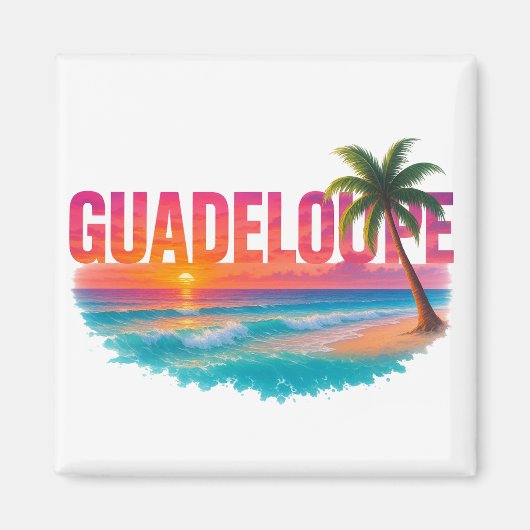 Aimant Guadeloupe Coucher de Soleil Tropical (Devant)