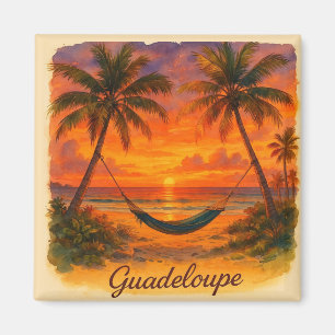Aimant Guadeloupe – Coucher de Soleil Tropical avec Hamac