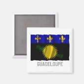 Aimant Guadeloupe drapeau d'agitation avec nom (Recto/Verso)