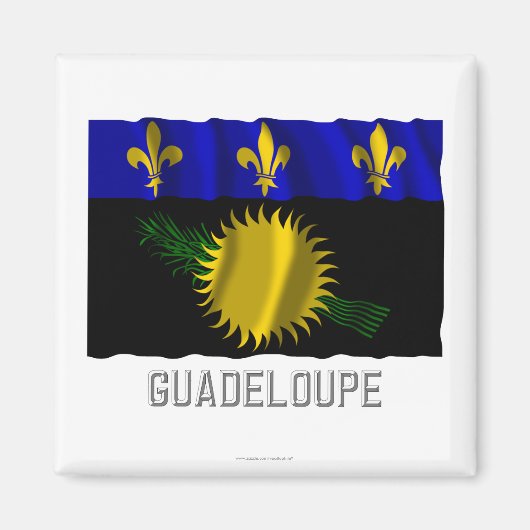 Aimant Guadeloupe drapeau d'agitation avec nom (Devant)