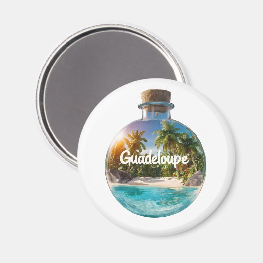 Aimant Guadeloupe – Souvenir tropical en bouteille (Recto/Verso)