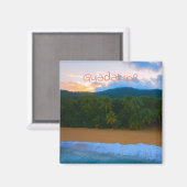 Aimant Guadeloupe tropicale Ocean Island Palm Beach Sunse (Recto/Verso)