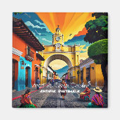 Aimant Guatemala Travel Poster vintage Antigua (Devant)