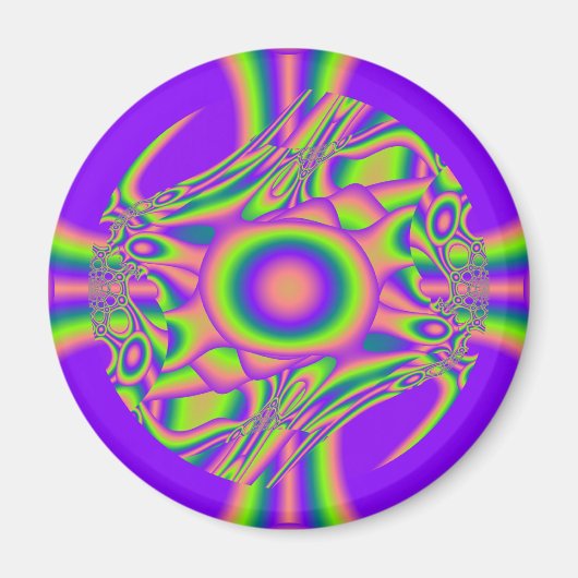 Aimant Guerre fractale violet vert psychédélique (Devant)