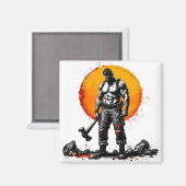 Aimant guerrier barbare médiéval imaginaire hummer force (Recto/Verso)