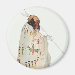 Aimant Guerrier indien avec pipe Portrait de Karl Bodmer