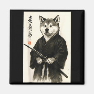 Aimant Guerrier japonais esthétique traditionnel Sumi-e