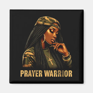 Aimant Guerrière de prière femme noire camouflage foi chr