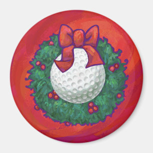 Aimant Guirlande de Noël de boule de golf sur le rouge
