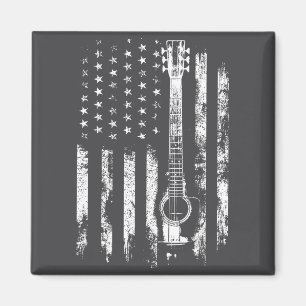 Aimant Guitare Acoustique Drapeau Américain Rétro en Détr
