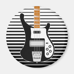 Aimant Guitare basse électrique noir et blanc Two tone