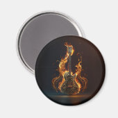 Aimant Guitare électrique en feu (Recto/Verso)
