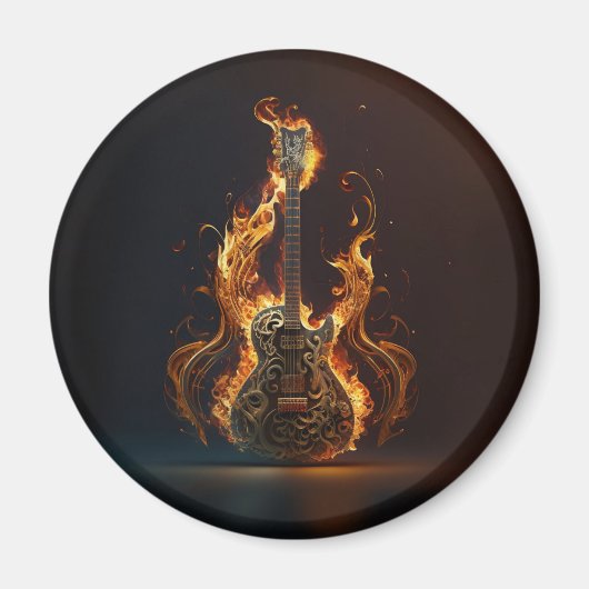 Aimant Guitare électrique en feu (Devant)