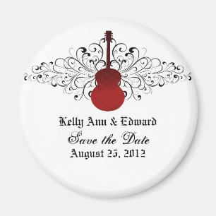Aimant Guitare Red Swirls Enregistrer l'aimant Date