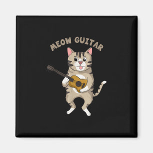 Aimant Guitariste Meow Guitare Cute Chat Jouer Guitare No