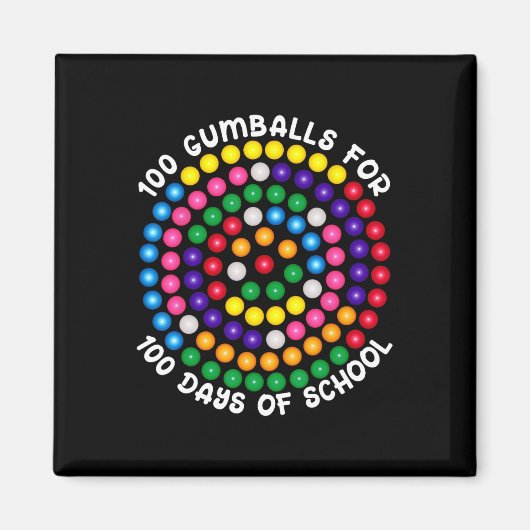 Aimant Gumballs Pour 100 Jours D'École (Devant)