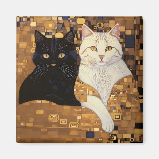 Aimant Gustav Klimt A Inspiré Deux Chats En Lit (Devant)