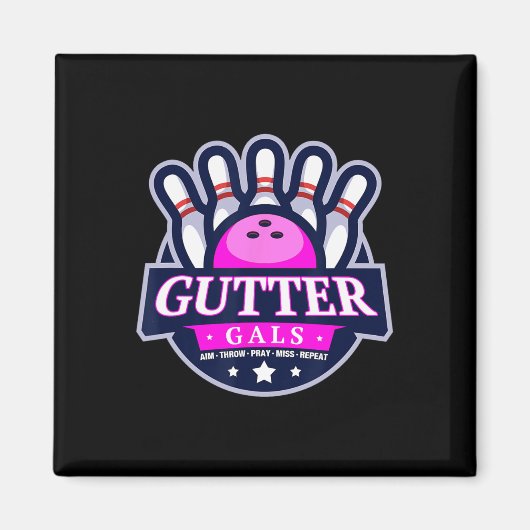 Aimant Gutter Gals Nom d'équipe de bowling drôle pour fem (Devant)