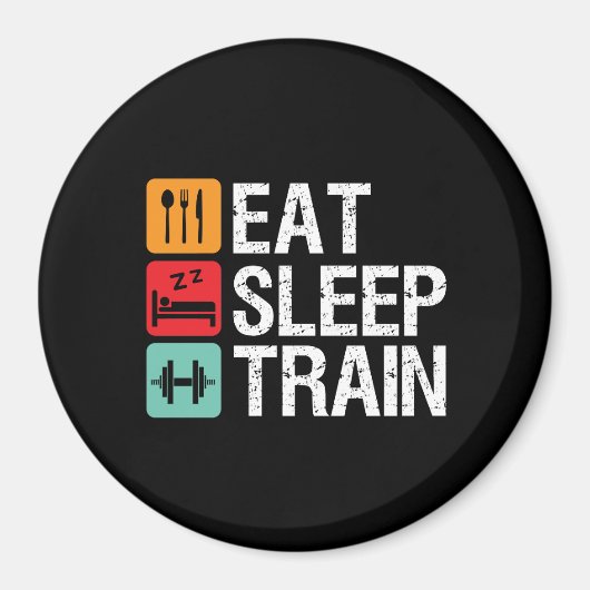 Aimant Gymnase Motivation Exercice Fitness Manger Sleep T (Devant)