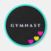 Aimant Gymnaste élégant Noir Turquoise (Devant)