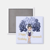 Aimant Gymnastique Anniversaire avec Bleu Balloon Arch (Recto/Verso)