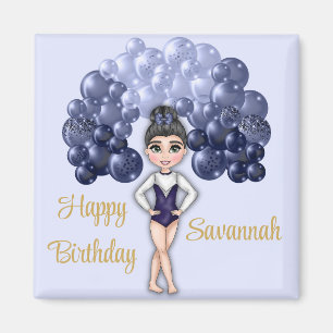 Aimant Gymnastique Anniversaire avec Bleu Balloon Arch