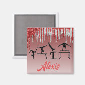 Aimant Gymnastique rouge et argent Parties scintillant Om (Recto/Verso)