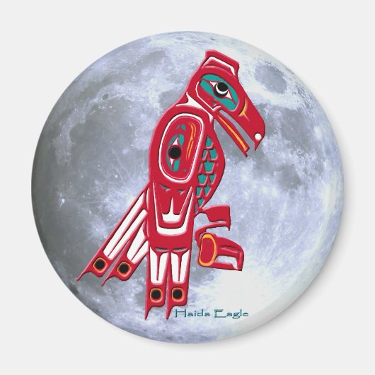 Aimant HAIDA EAGLE & PLEINE LUNE Native American Art Magn (Devant)