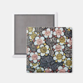 AIMANT HAIKU/ FLEURS DE PRINTEMPS JAUNE ROSE BLANC NOIR (Recto/Verso)