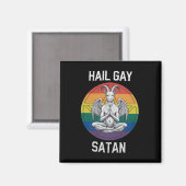 Aimant Hail Gay Satan Funny Goth Gothique Goat LGBTQ (Recto/Verso)