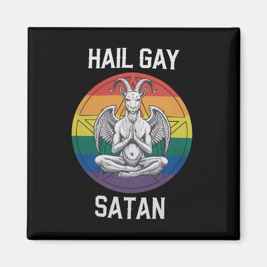 Aimant Hail Gay Satan Funny Goth Gothique Goat LGBTQ (Devant)
