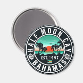 Aimant Half Moon Cay Bahamas Retro Sunset Vacation 60s (Recto/Verso)