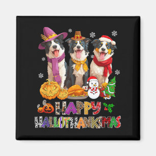 Aimant Hallothanksmas Chien Border Collie Halloween